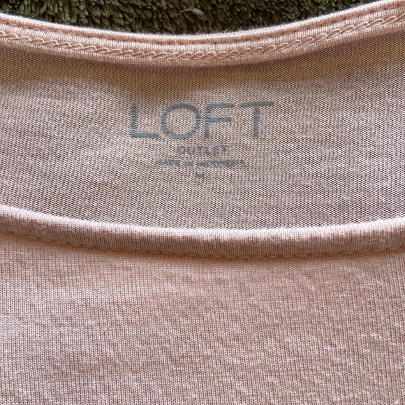 Ann Taylor Loft Peach Tie Waist Top Soft T-Shirt Jersey Knit Round Neck - Picture 7 of 16